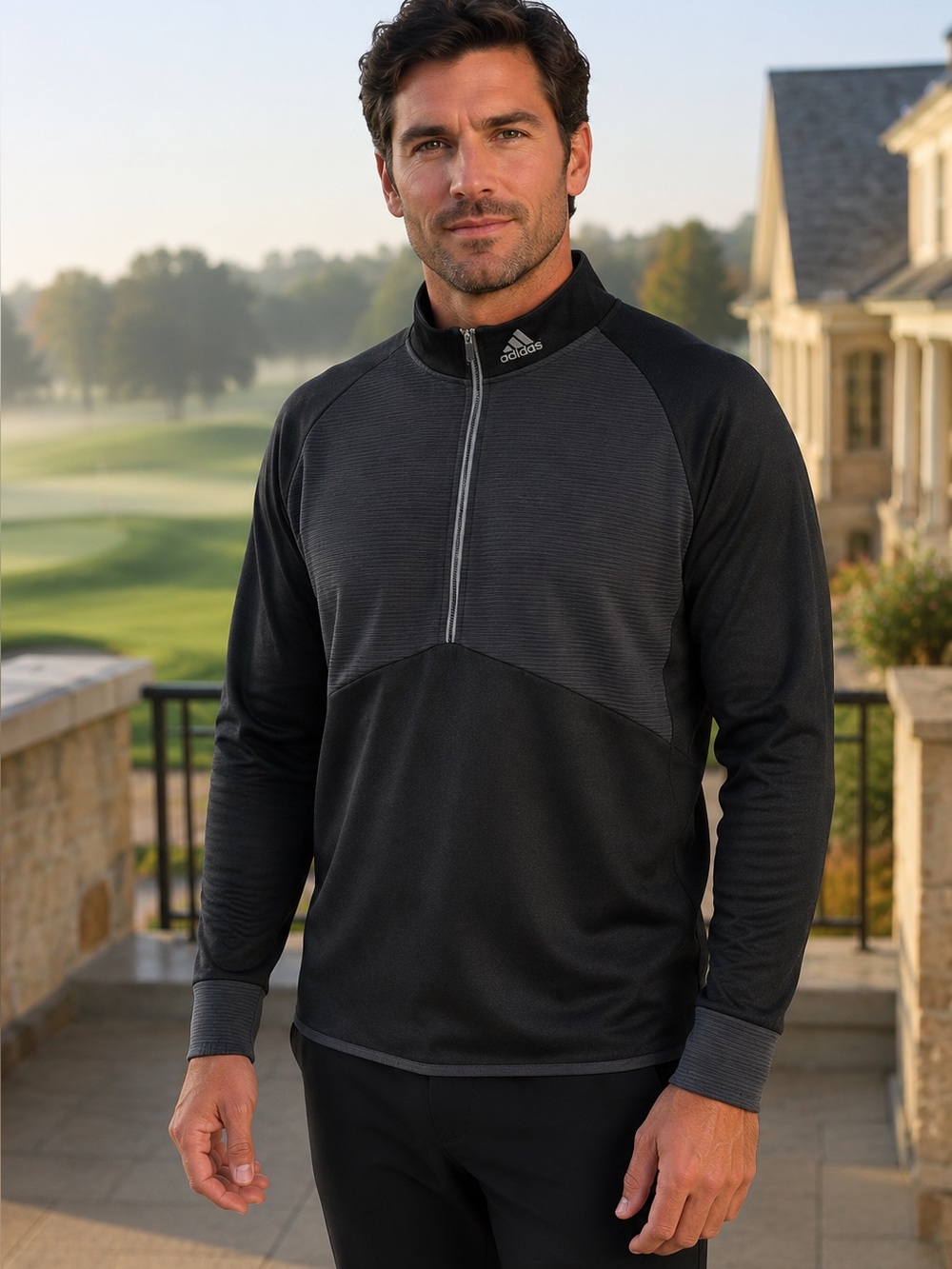 Adidas COLD.RDY Men’s Size 2XL Black Gray Quarter-Zip Golf Pullover Stretch EUC